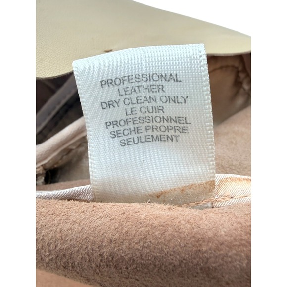 Rebecca Taylor Tan Genuine Leather Scalloped Open Front Jacket Large - Picture 5 of 8